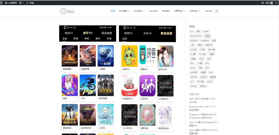 Divi 中文版主题WordPress高级商业模板-AA源码网 | 源码收藏